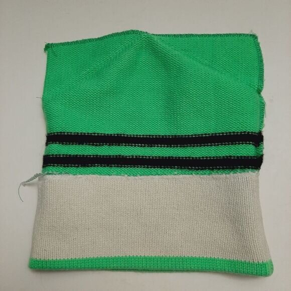 Retro 80's CAPPELLO 100% Wool Intarsia Stripe Pattern Knit Beanie Hat Green OS - Picture 15 of 15